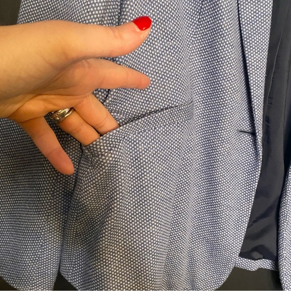 Esprit Two Tone Blue Knit Single Button Blazer Size 12 - Picture 2 of 7